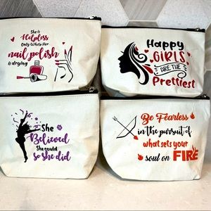 Girlish Inspirational Quotes makeup/travel/Cosmetic bags Set of 4,zipper pouches